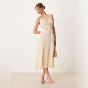 MANGO LACE CAMISOLE MIDI DRESS